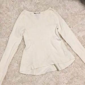 White House Black Market cream peplum sweater xs